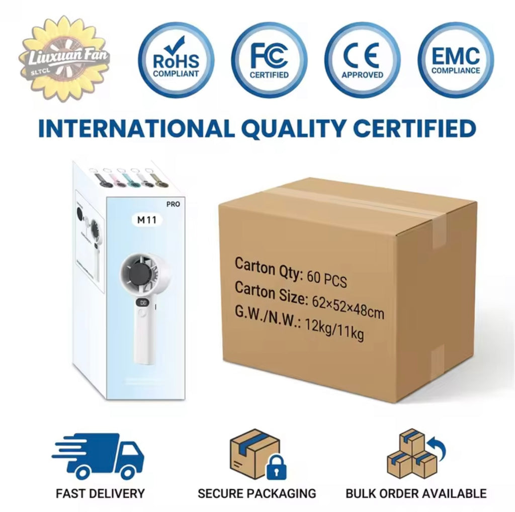 Portable Mini LED Display Fan – Rechargeable USB Handheld Cooling Fan | Digital Battery Display, Quiet Travel & Desk Fan