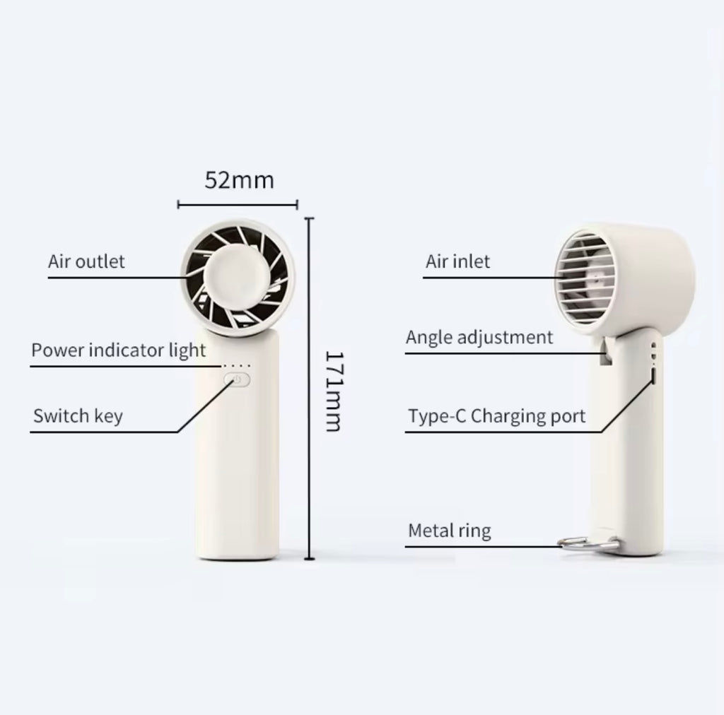 Portable Mini Clip-On Fan – Rechargeable USB Personal Cooling Fan | Quiet Handheld & Desk Fan (Supplies ARE Flying)